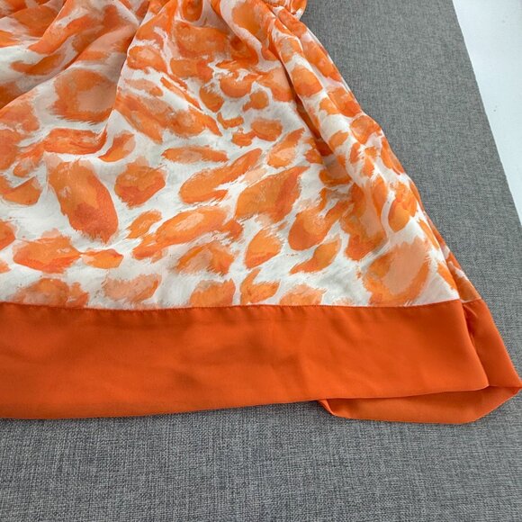 ELLE Sundress Medium Orange & White Lined Sleeveless Scoop Neck Belt Tie include - Picture 12 of 13